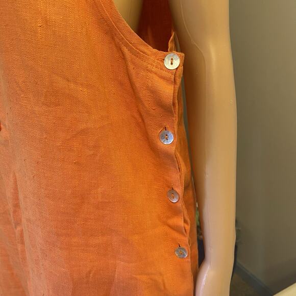 VTG Onque Casuals Woman M Linen FullLength Dress Patchwork Embroidered Largelook - Picture 7 of 9